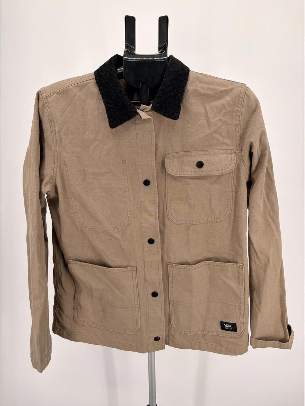 Vans Tan Workwear Jacket Black Collar Streetwear Casual Medium